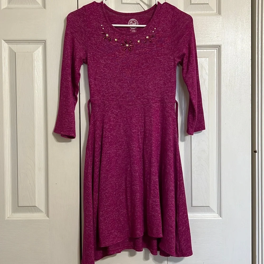 Girls Size SO® Puff Sleeve Skater Dress - Picture 2 of 8